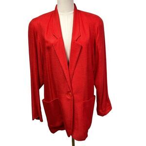 Vintage 80's Cortland Collection Rayon Linen‎ Blazer Womens 6 USA Orange Red